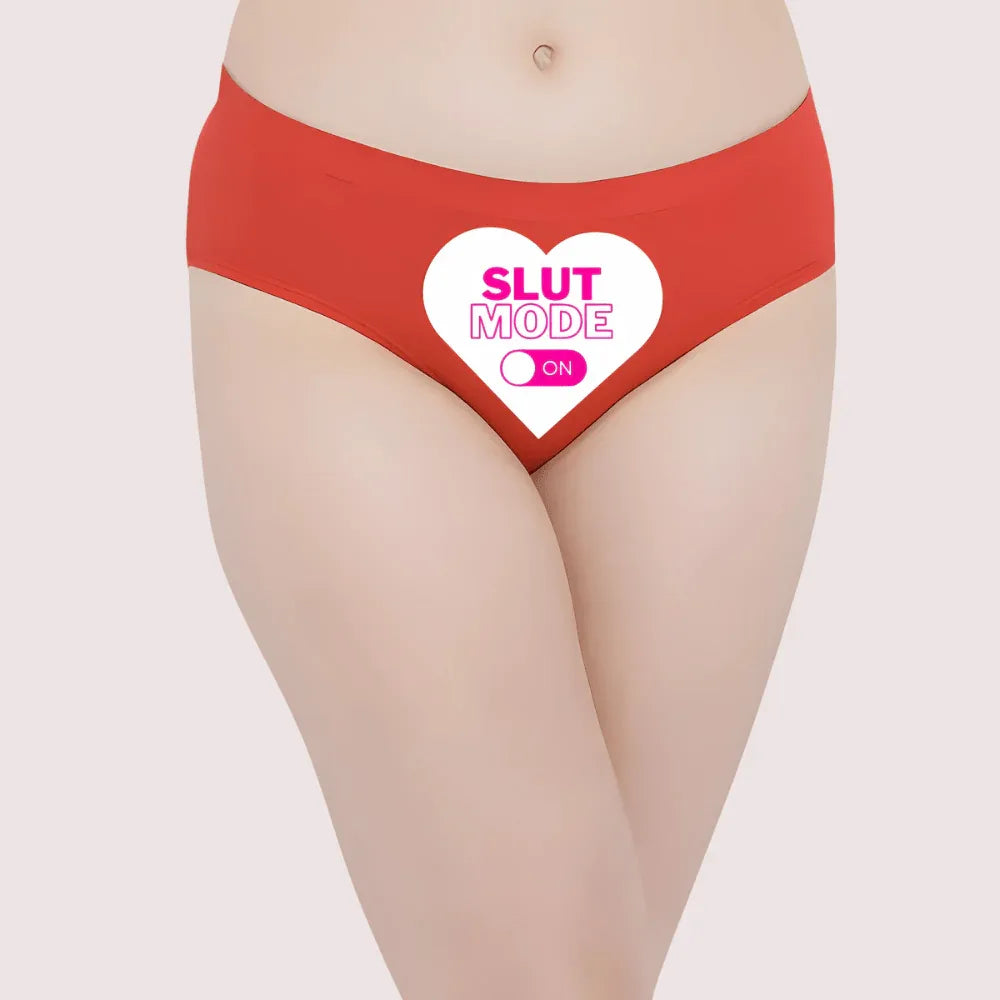 Heart-themed ‘Slut Mode On’ text Custom Panty Veloura Intimate
