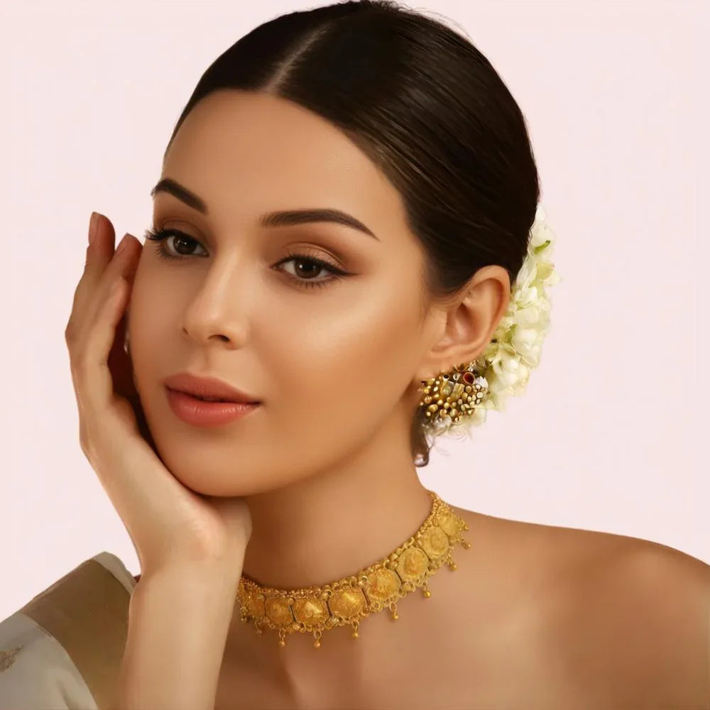 Heritage Lakshmi Coin Motif Gold-Plated Choker Necklace Veloura Intimate