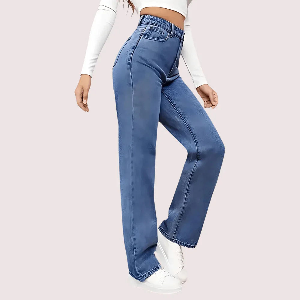 High Waisted Washed Straight Leg Jeans for Women Veloura Intimate