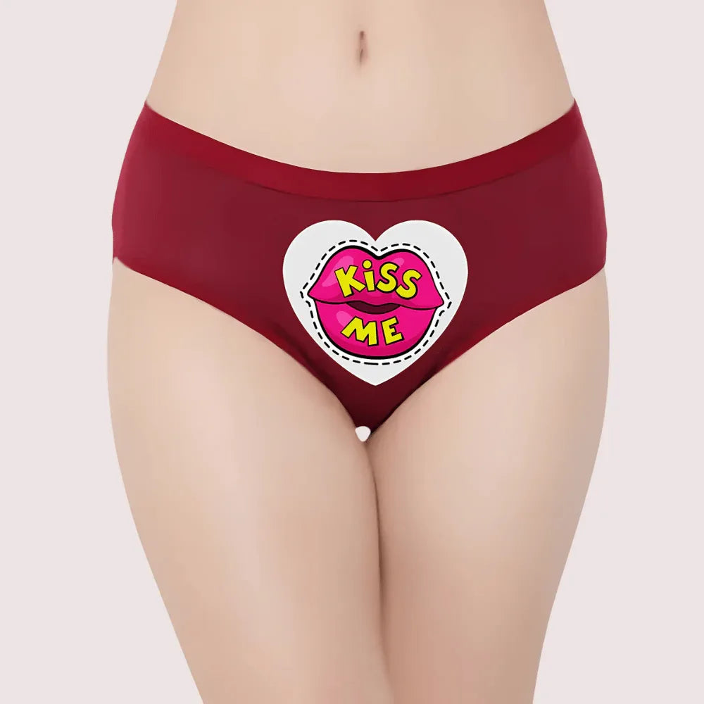 Kiss Me" Printed Panty For Her Veloura Intimate