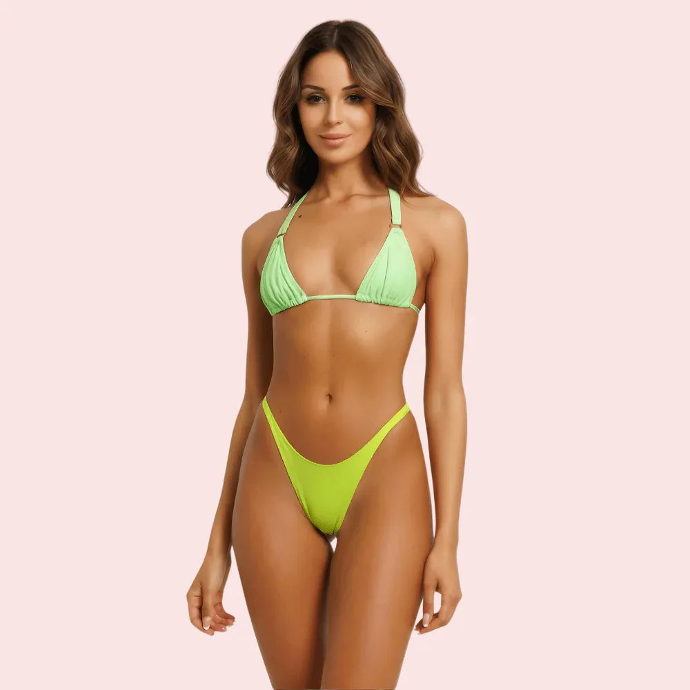 Lime Glow High-Cut Bikini Bottom (Bottom Only) Veloura Intimate