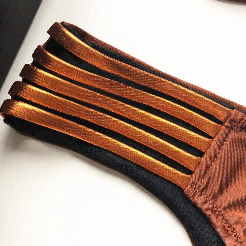 Metallic Bronze Luxe Strappy Lingerie Set – Sculpted Cup Bra & Multi-Strap Panty Veloura Intimate