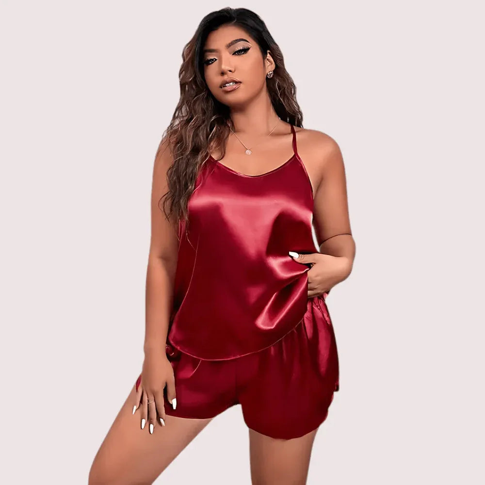 Midnight Glow Silk Cami &amp; Shorts – Plus Size Veloura Intimate