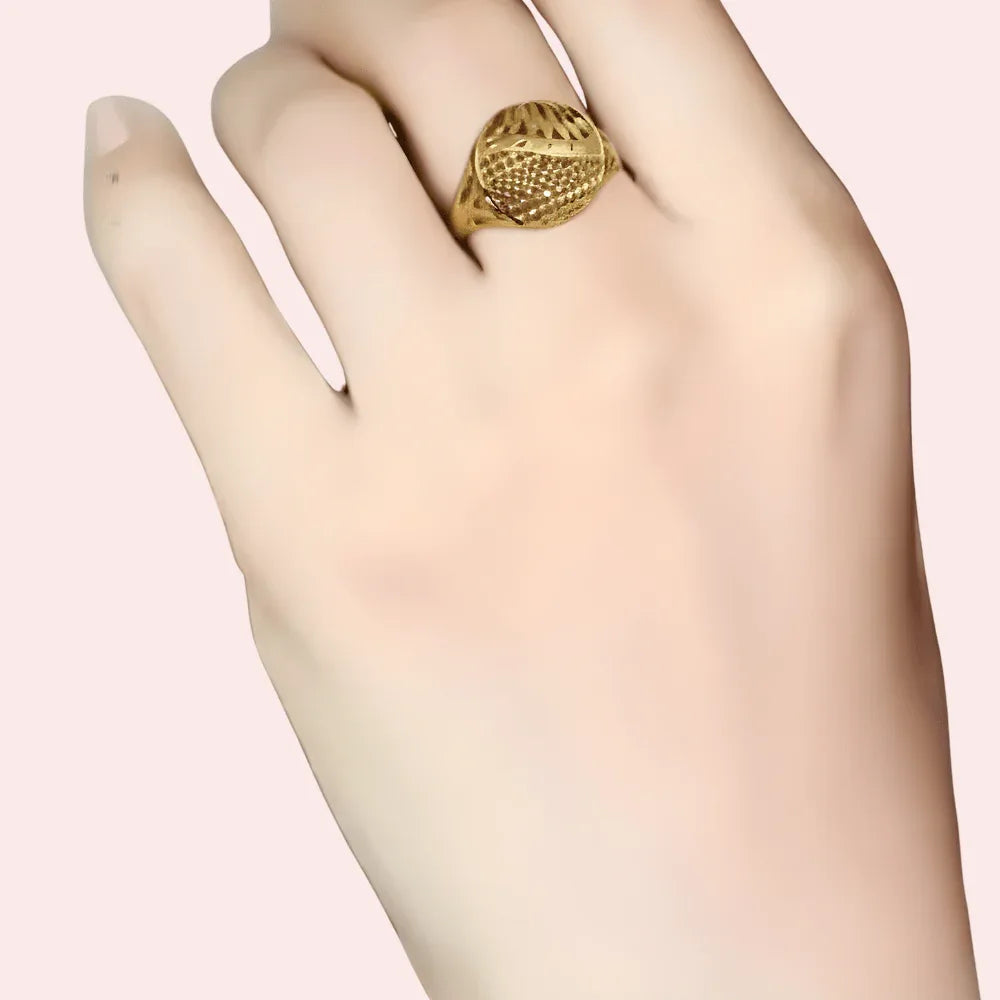 Minimal Textured Dome Design Gold Polish Ring Veloura Intimate
