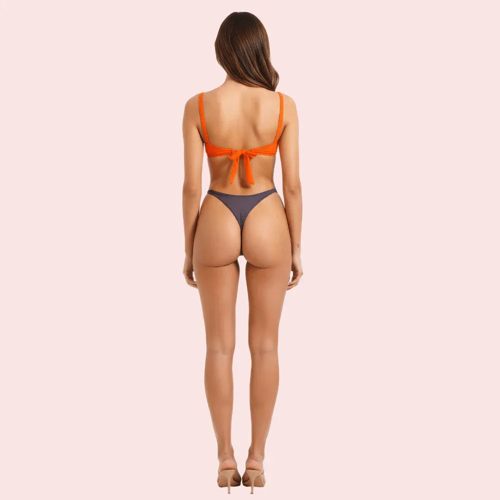 Minimalist High-Cut Thong Bikini Bottom (Bottom Only) Veloura Intimate