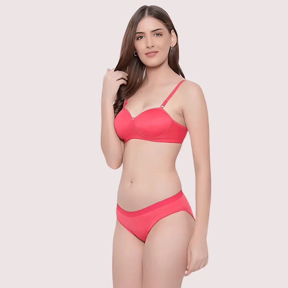Non-Wired Cotton Push-Up Bra Panty for Women (2 pack) Veloura Intimate