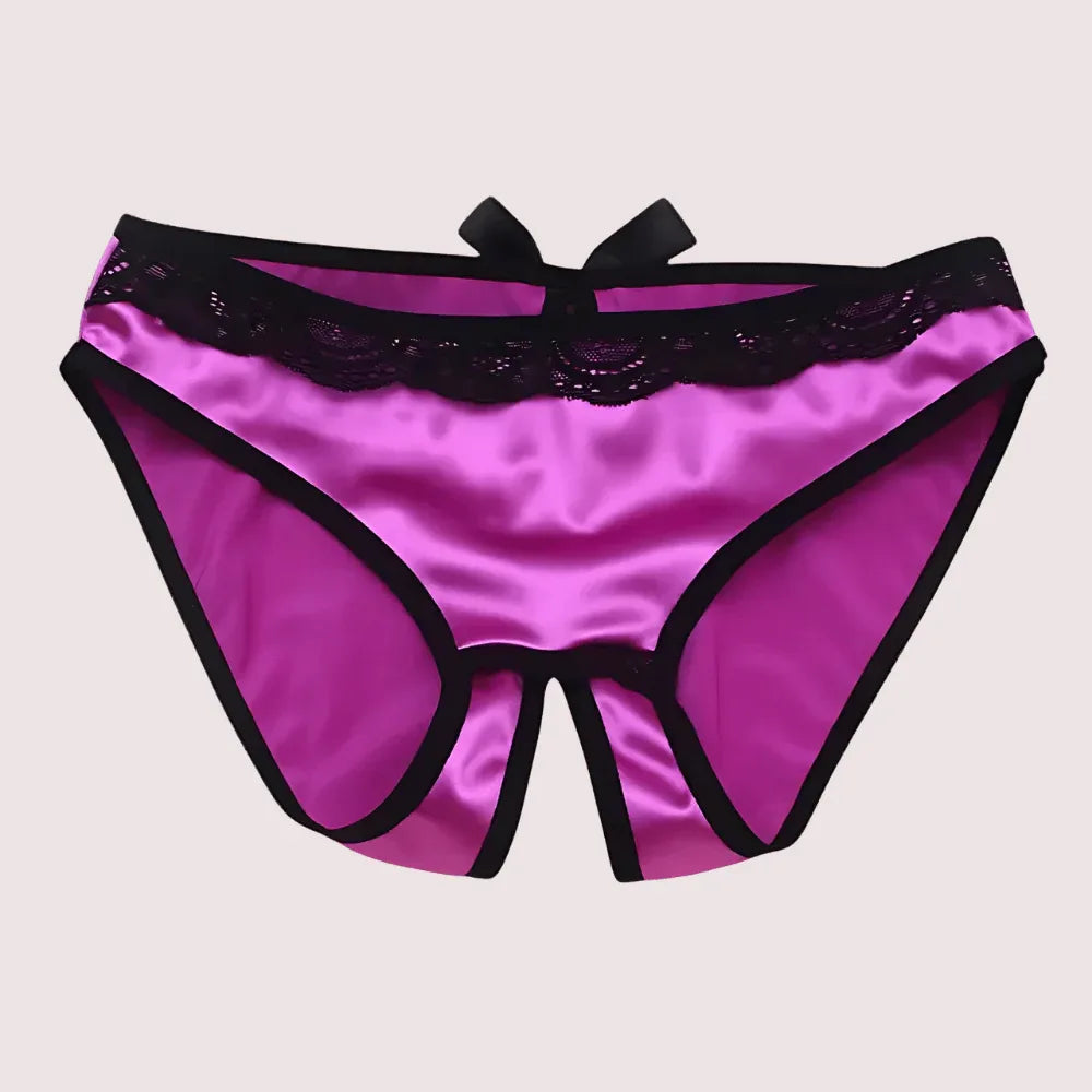 Parisian Temptation Silk &amp; Lace Crotchless String Gift Set Veloura Intimate