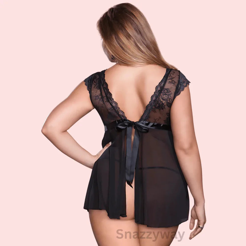 Plus Size Flirty seethrough babydoll nightwear Veloura Intimate