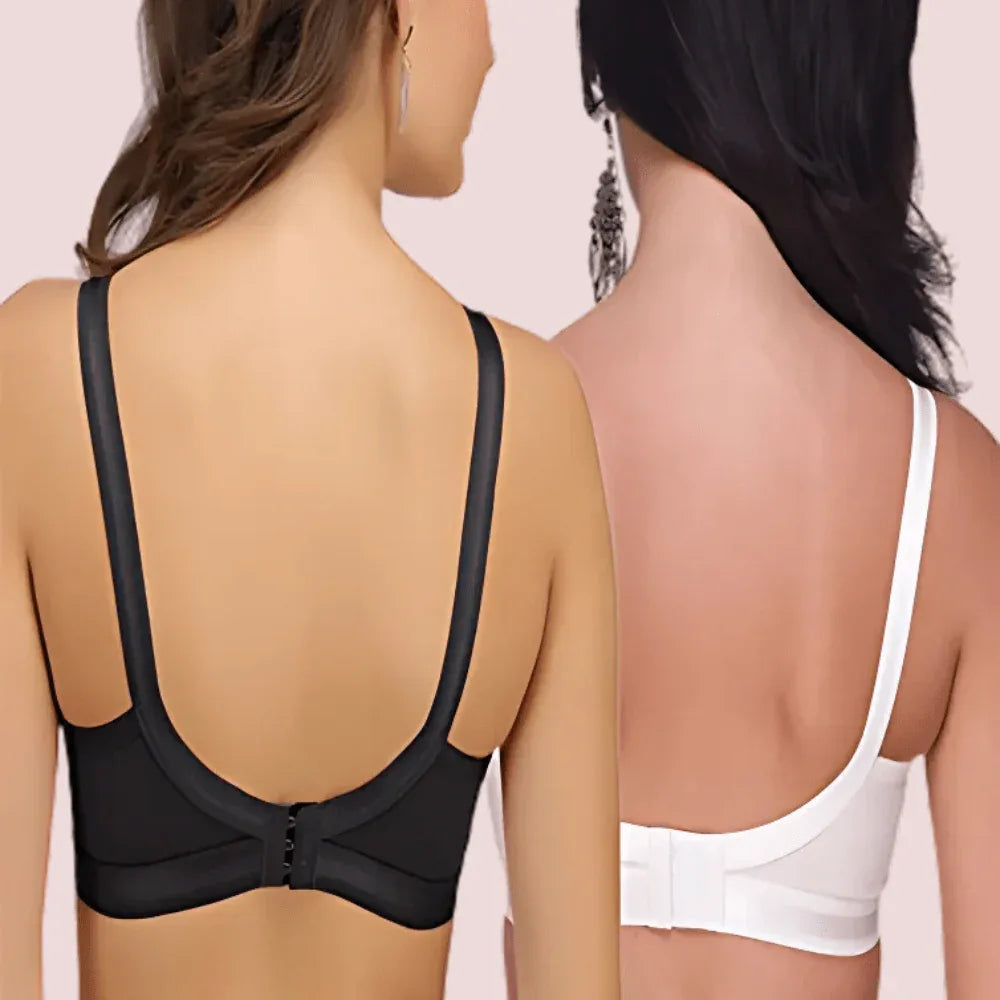 Plus Size- Pack Of 2 Black &amp; White Cotton Front Bras Veloura Intimate
