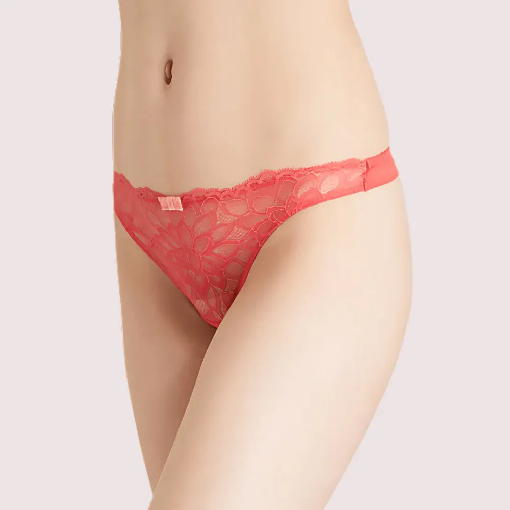 PRINCESSE Dream Spotlight Coral Fishnet Lace Thong Veloura Intimate