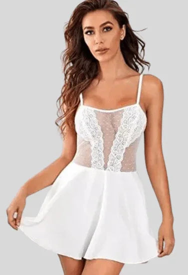 Pure Elegance White Lace Babydoll Nightwear Veloura Intimate