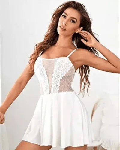 Pure Elegance White Lace Babydoll Nightwear Veloura Intimate