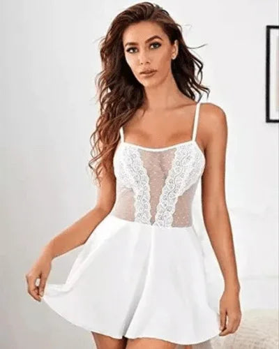 Pure Elegance White Lace Babydoll Nightwear Veloura Intimate