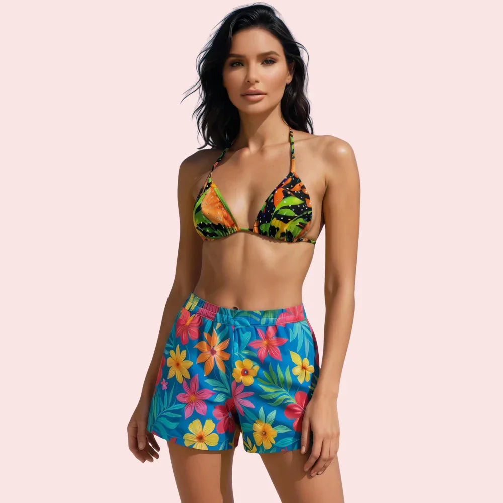 Rainforest Floral Print Triangle Bikini Topa (Top Only) Veloura Intimate