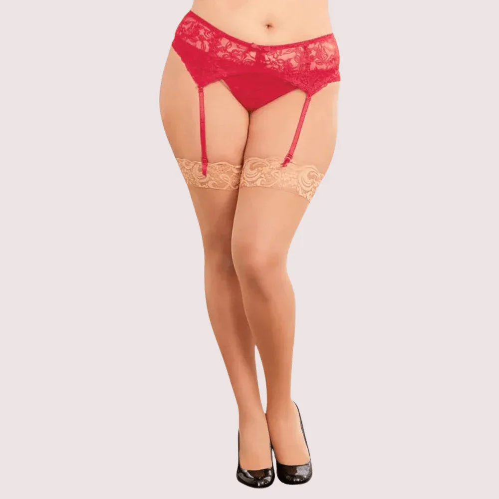 Red Allure Lace Suspender Belt – Plus Size Veloura Intimate