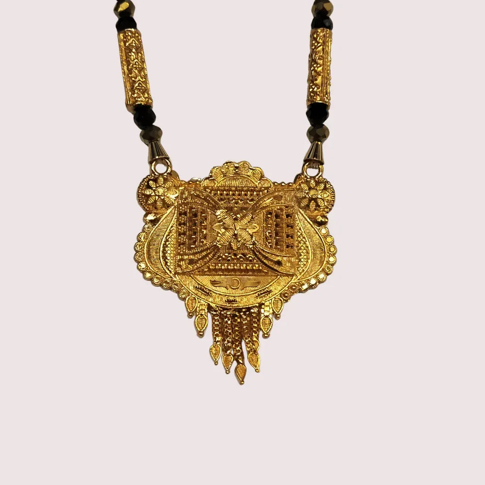 Regal Dual-Strand Black Bead Mangalsutra with Antique Pendant Veloura Intimate