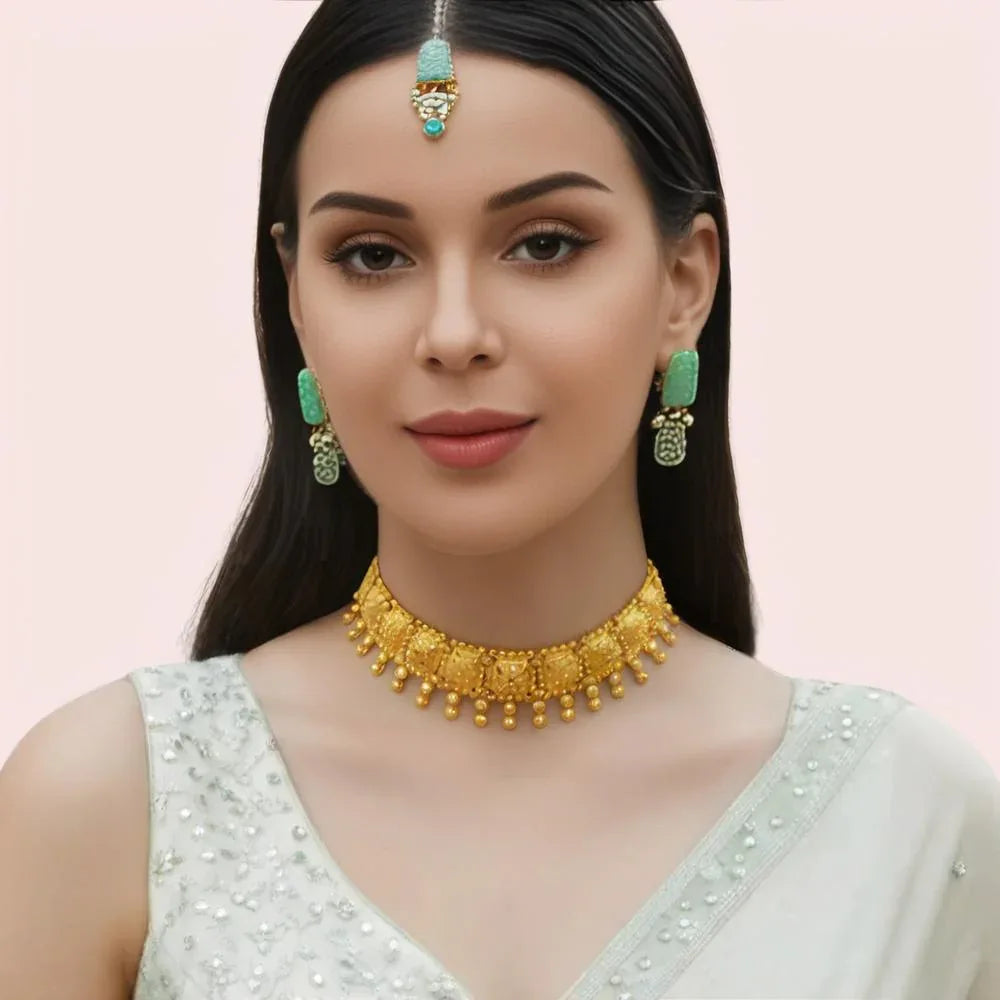 Regal Heritage Gold Plated Bridal Choker Necklace Set Veloura Intimate