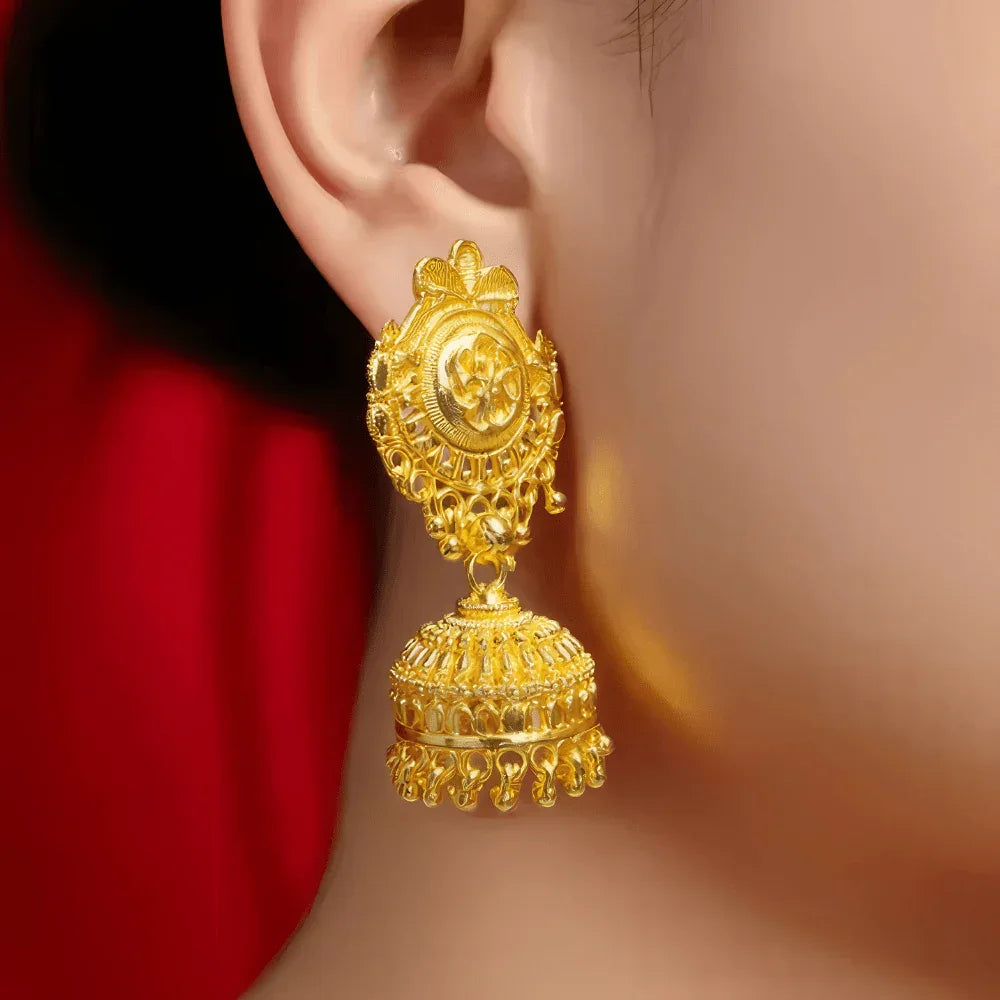 Regal Lakshmi Temple Jhumka Earrings Veloura Intimate