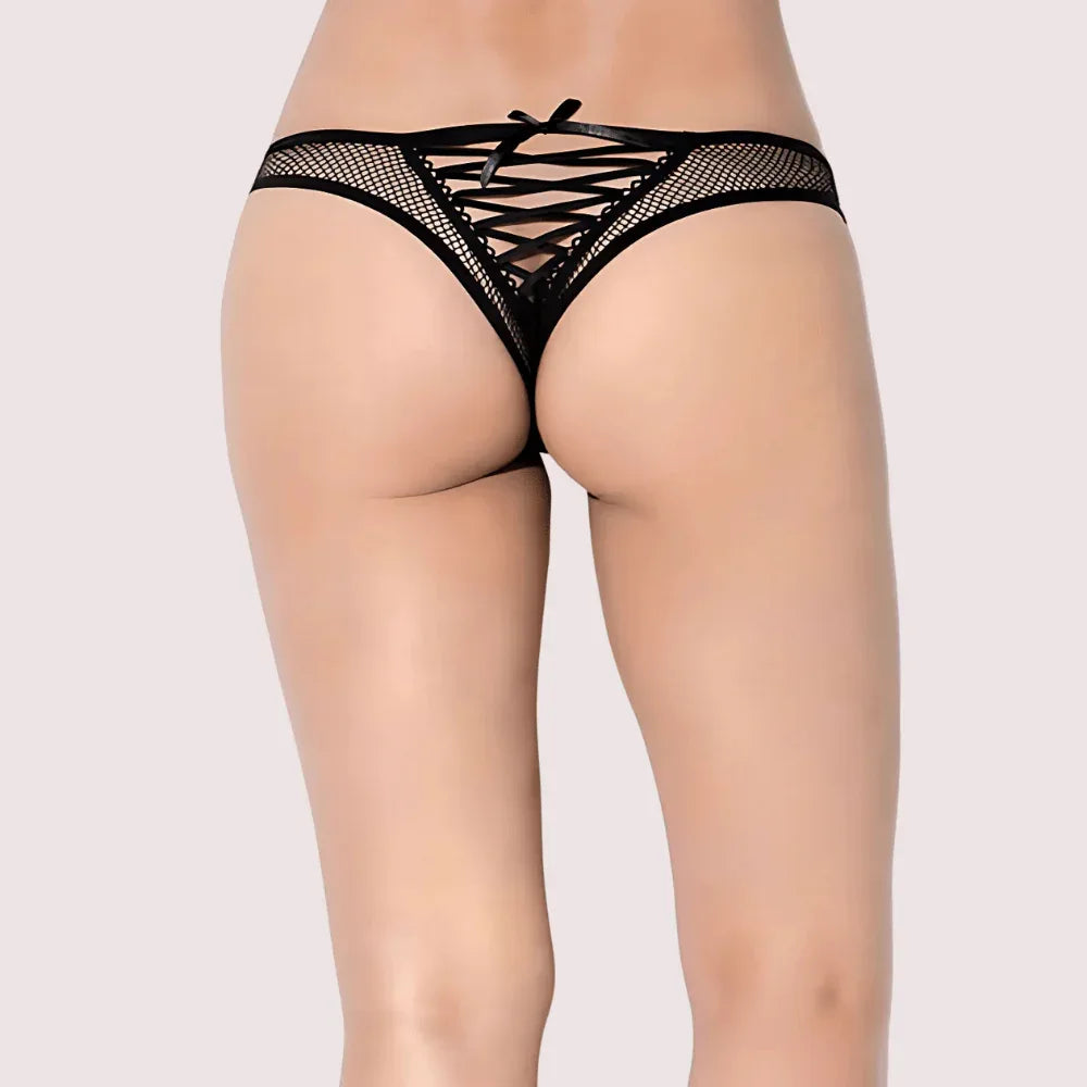 SANS COMPLEXE Black Floral Lace High Waist Thong Veloura Intimate