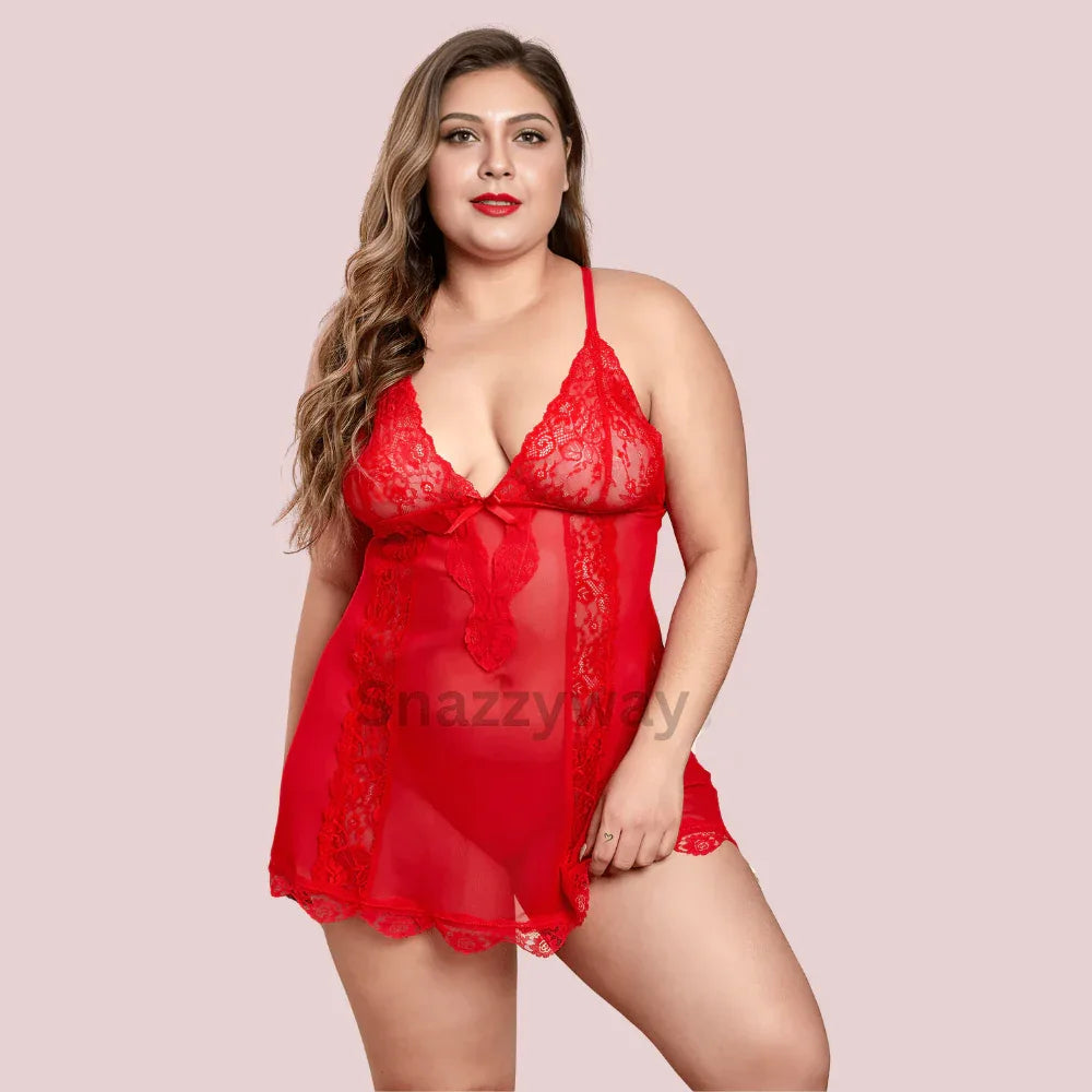 Seductress Lace Mesh Plus Size Babydoll Veloura Intimate
