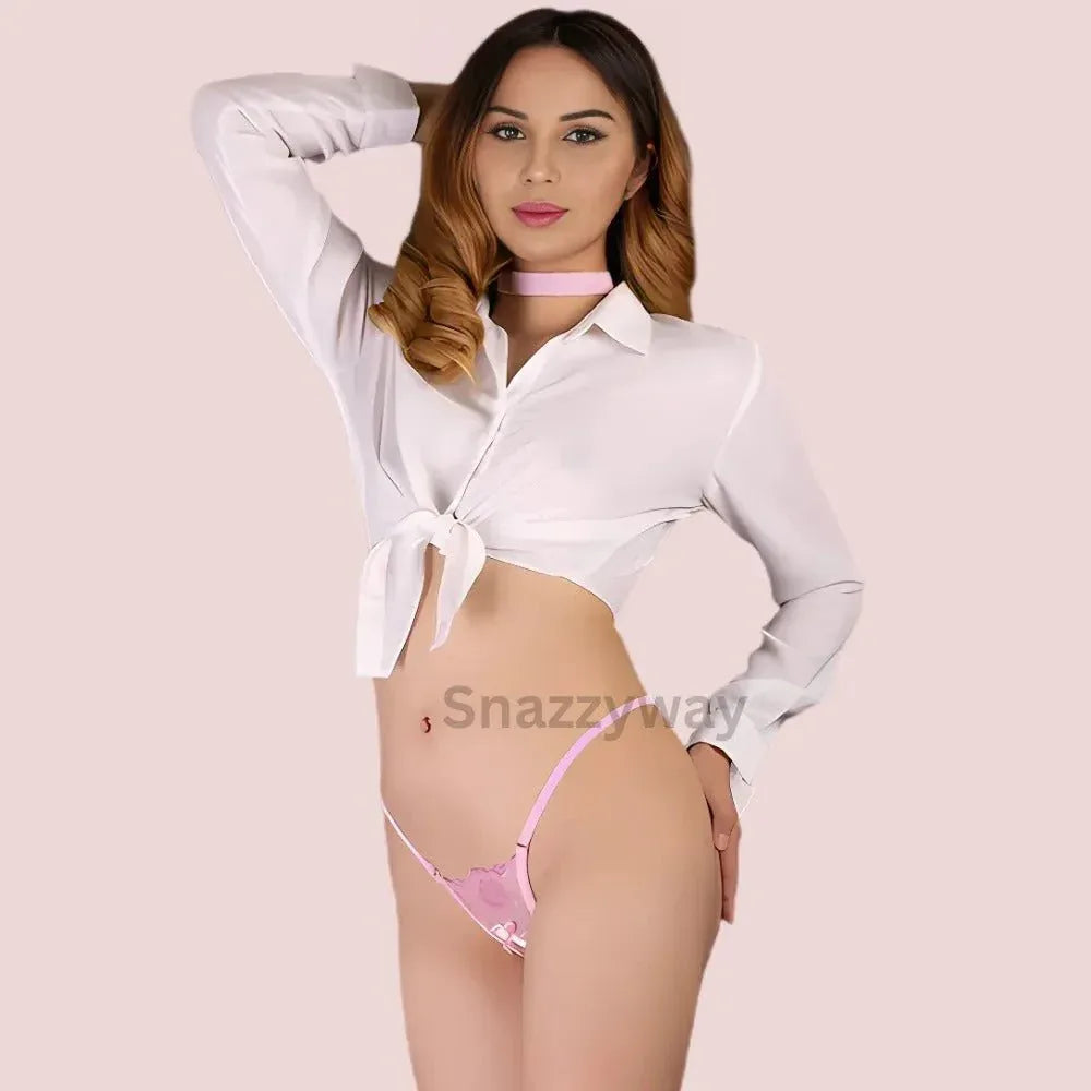See through open crotch lace g string thong Veloura Intimate