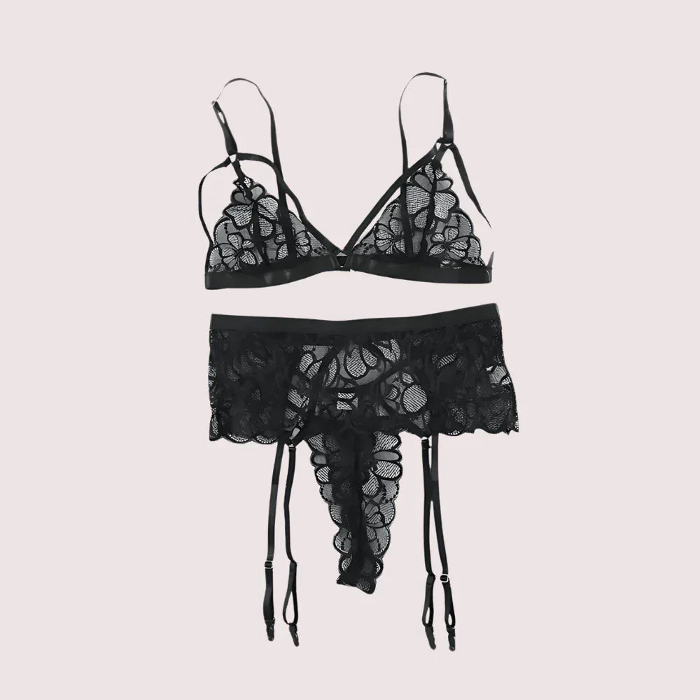 Sensual Lace Garter Belt Lingerie Matching Set Veloura Intimate