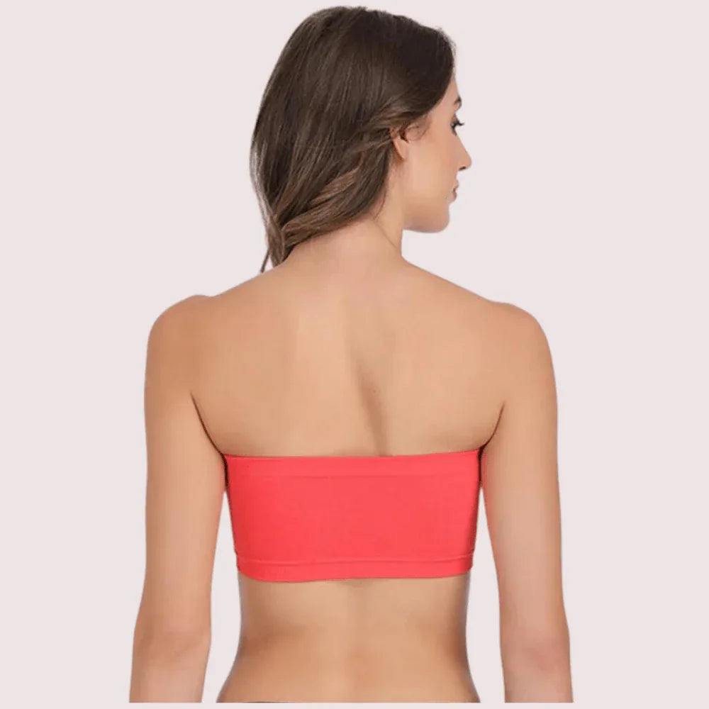 Sexy Coral Red Tube Bandeau Bra Top for Her Veloura Intimate