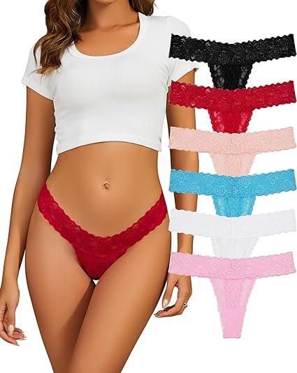 Sexy Lace Thongs for Women - Pack of 4 Veloura Intimate