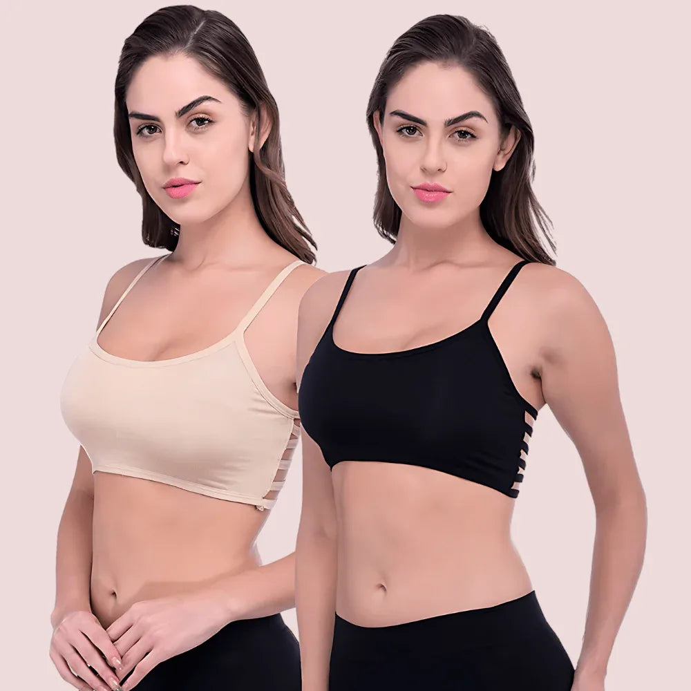 "Sexy" Pack Of 2 Sexy Back Stripe Bralette Bra Veloura Intimate