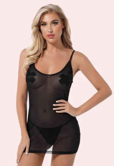 Sexy see through black mesh Chemise Veloura Intimate