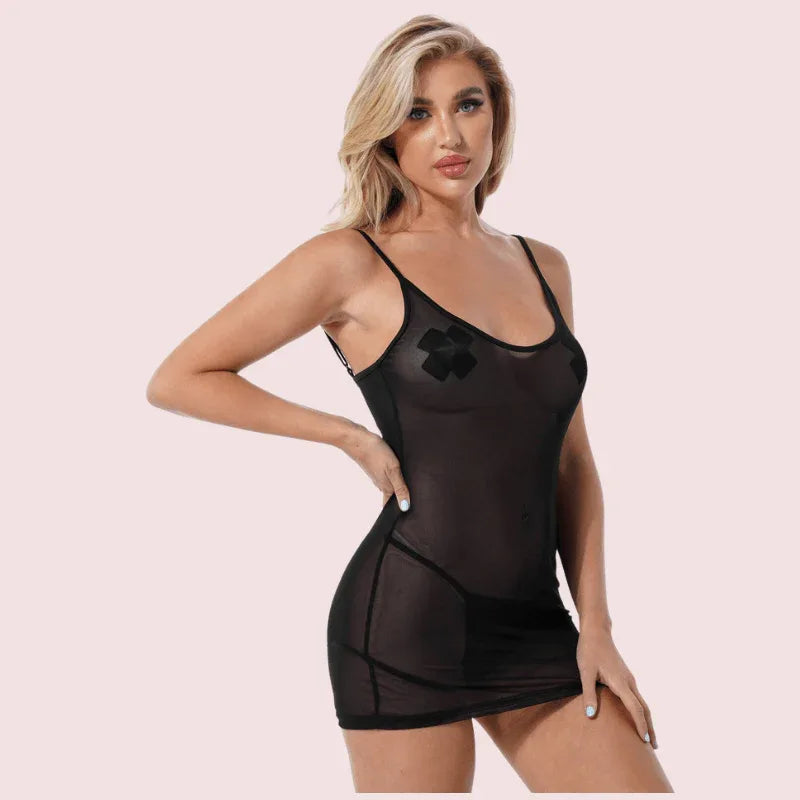 Sexy see through black mesh Chemise Veloura Intimate