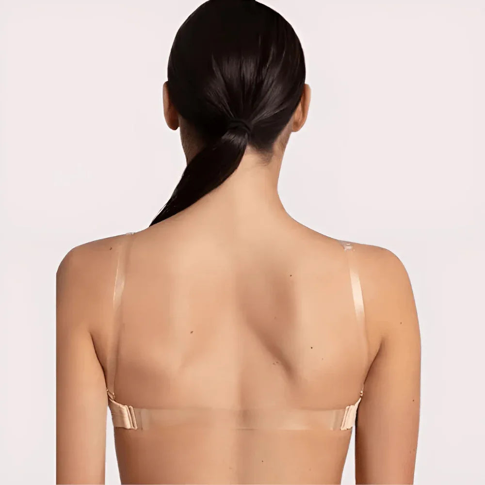 Sexy Tube Bandeau Bra with Transparent Straps in Nude Veloura Intimate