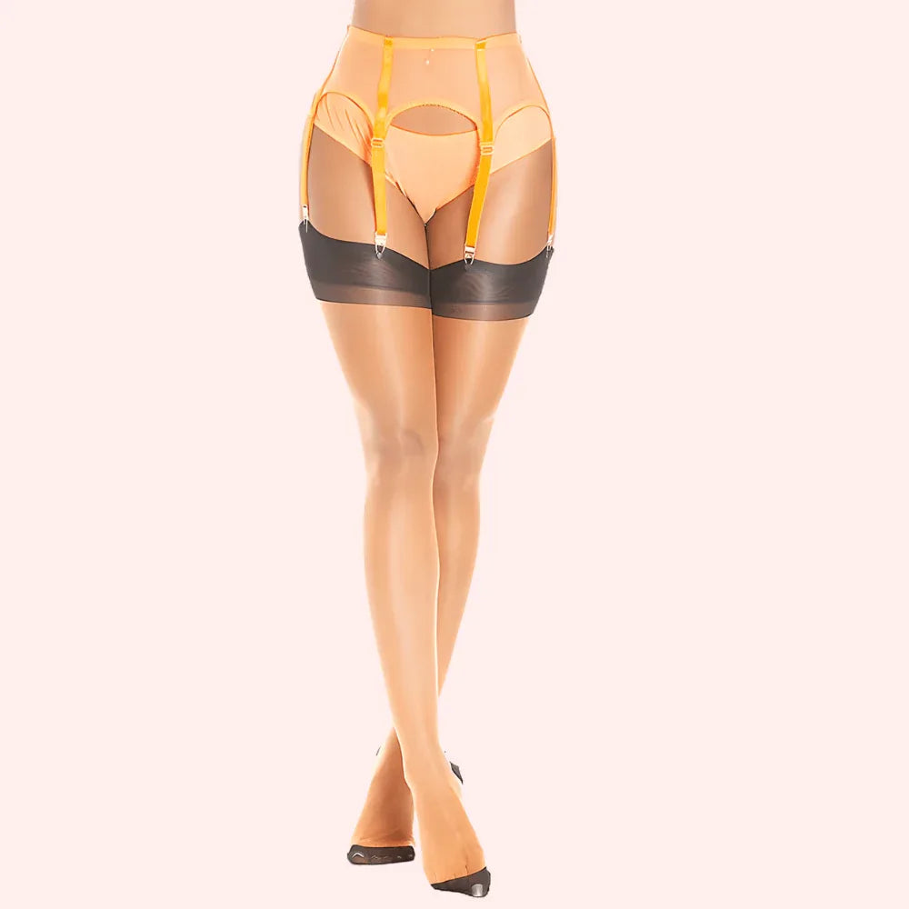 Sheer Thigh-High Stockings Pack of 2 – Ultra-Smooth, (Black &amp; Nude Combo) Veloura Intimate