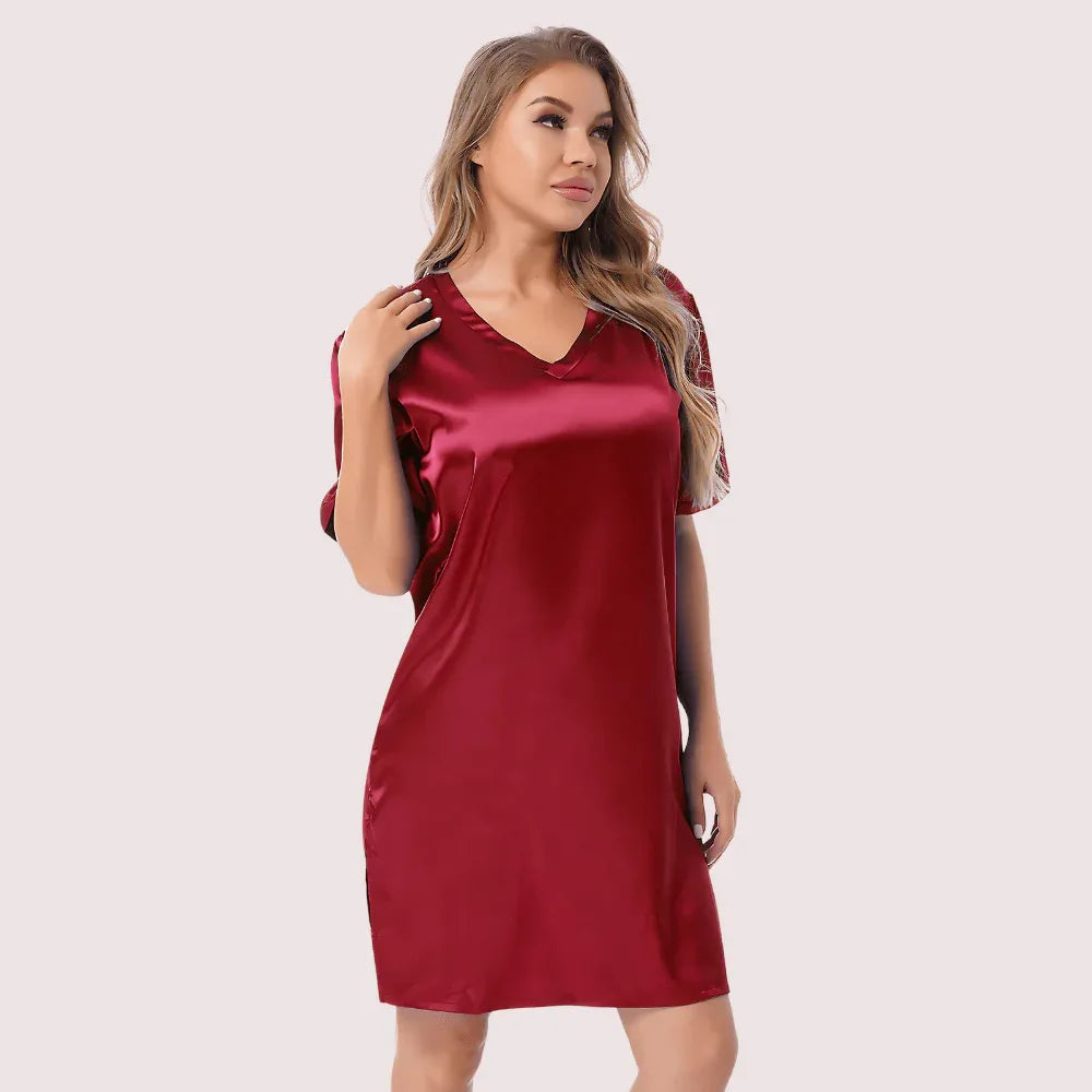 Silk satin sexy Maroon short sleepwear Veloura Intimate