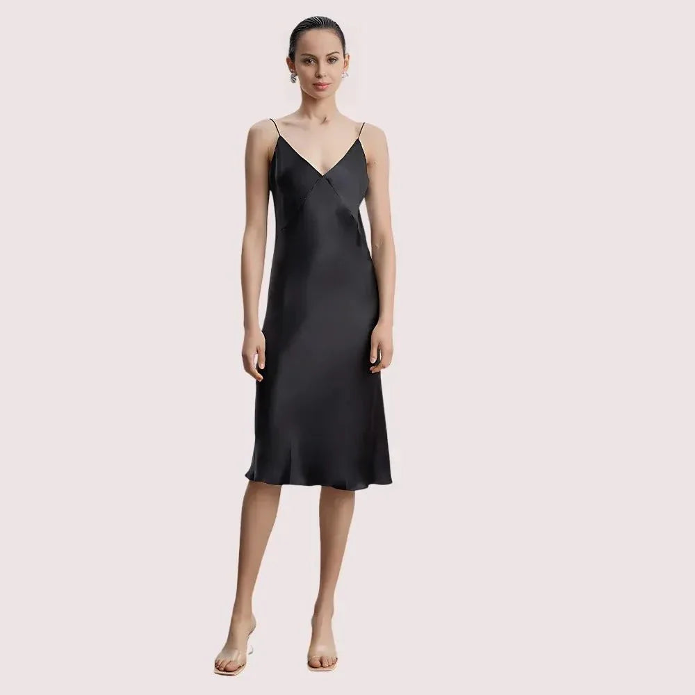 Silk Slip V-Neck Cocktail Party Dress Veloura Intimate