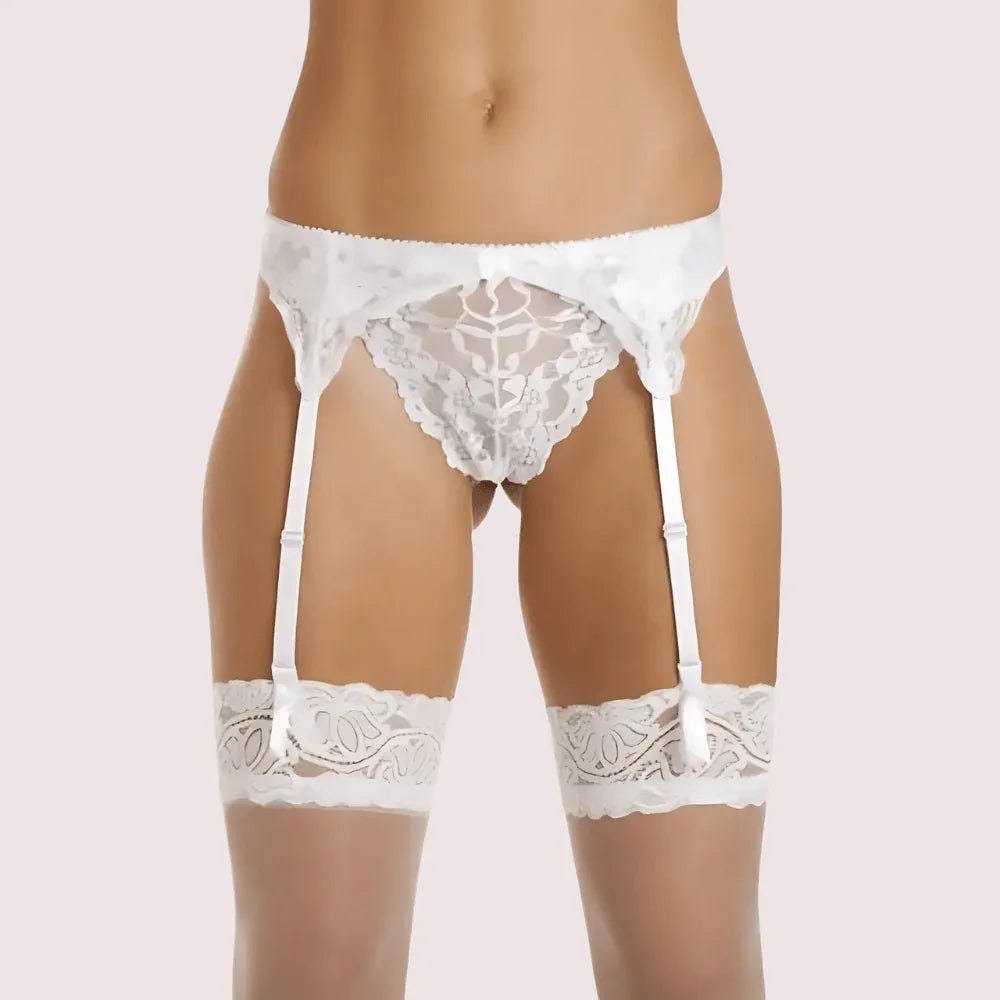 Silky White Lace Garter Belt for Women Veloura Intimate