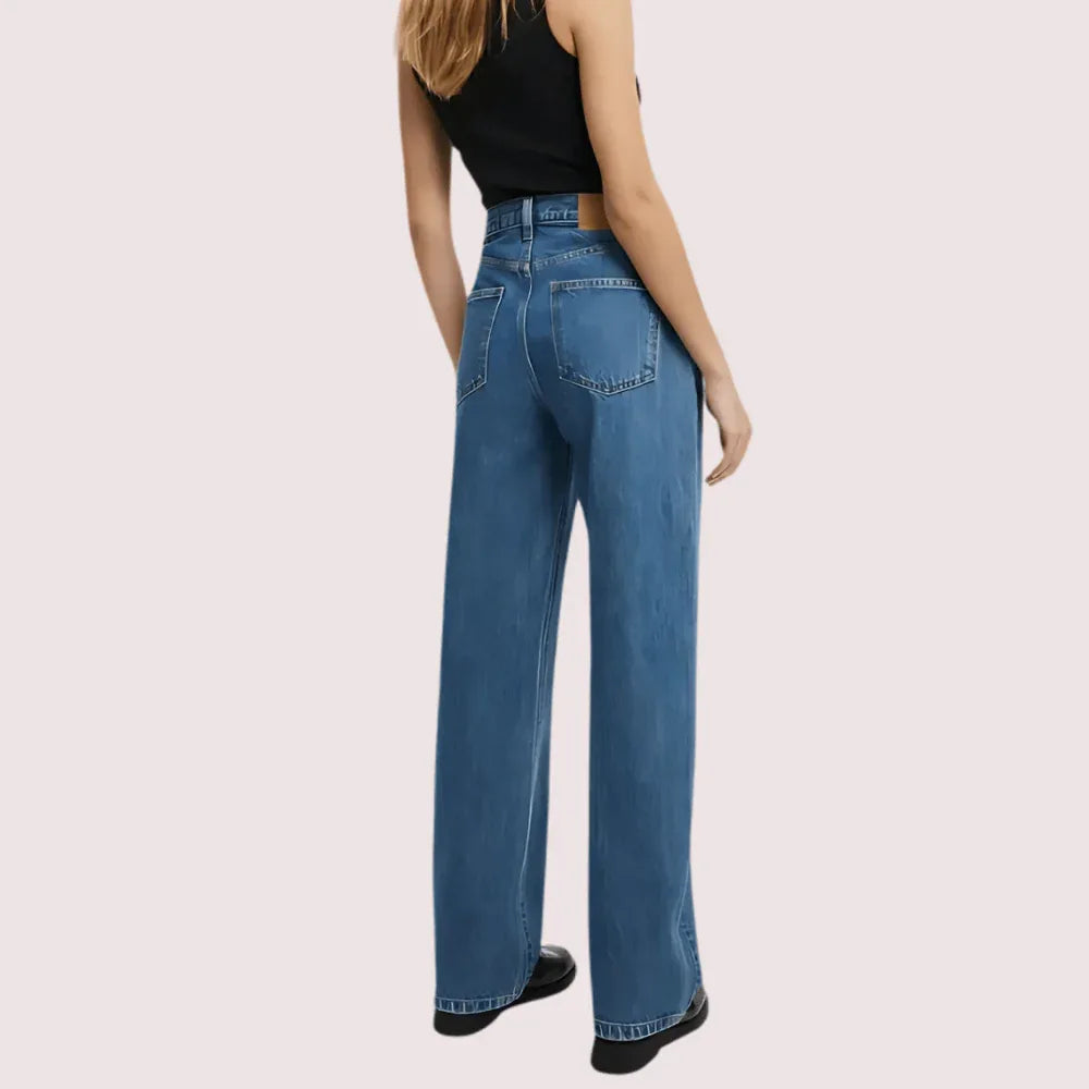 Smokey Blue Denim Loose Fit Straight Jeans for Women Veloura Intimate