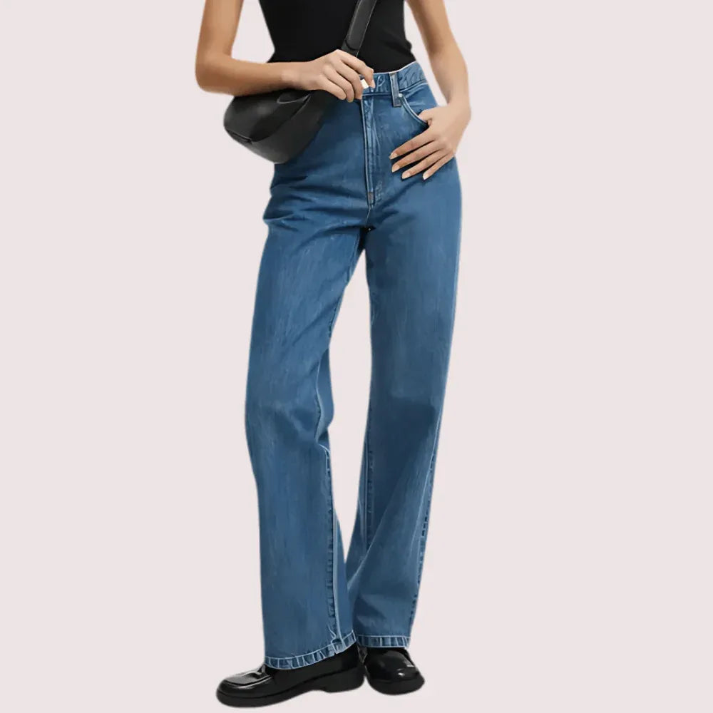Smokey Blue Denim Loose Fit Straight Jeans for Women Veloura Intimate