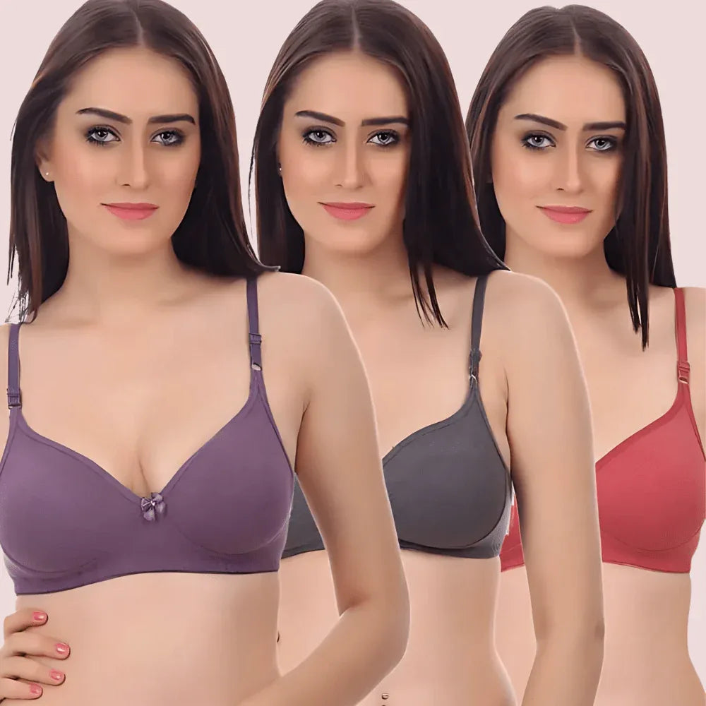 Soft &amp; Cozy Cotton Bra-Pk Of 3 Veloura Intimate