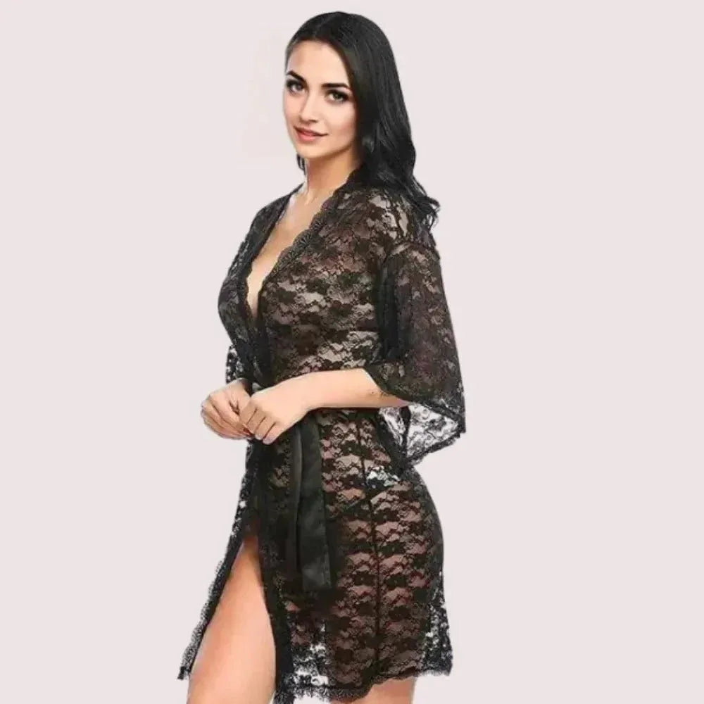Soft &amp; Lightweight Transparent Lace Robe Veloura Intimate