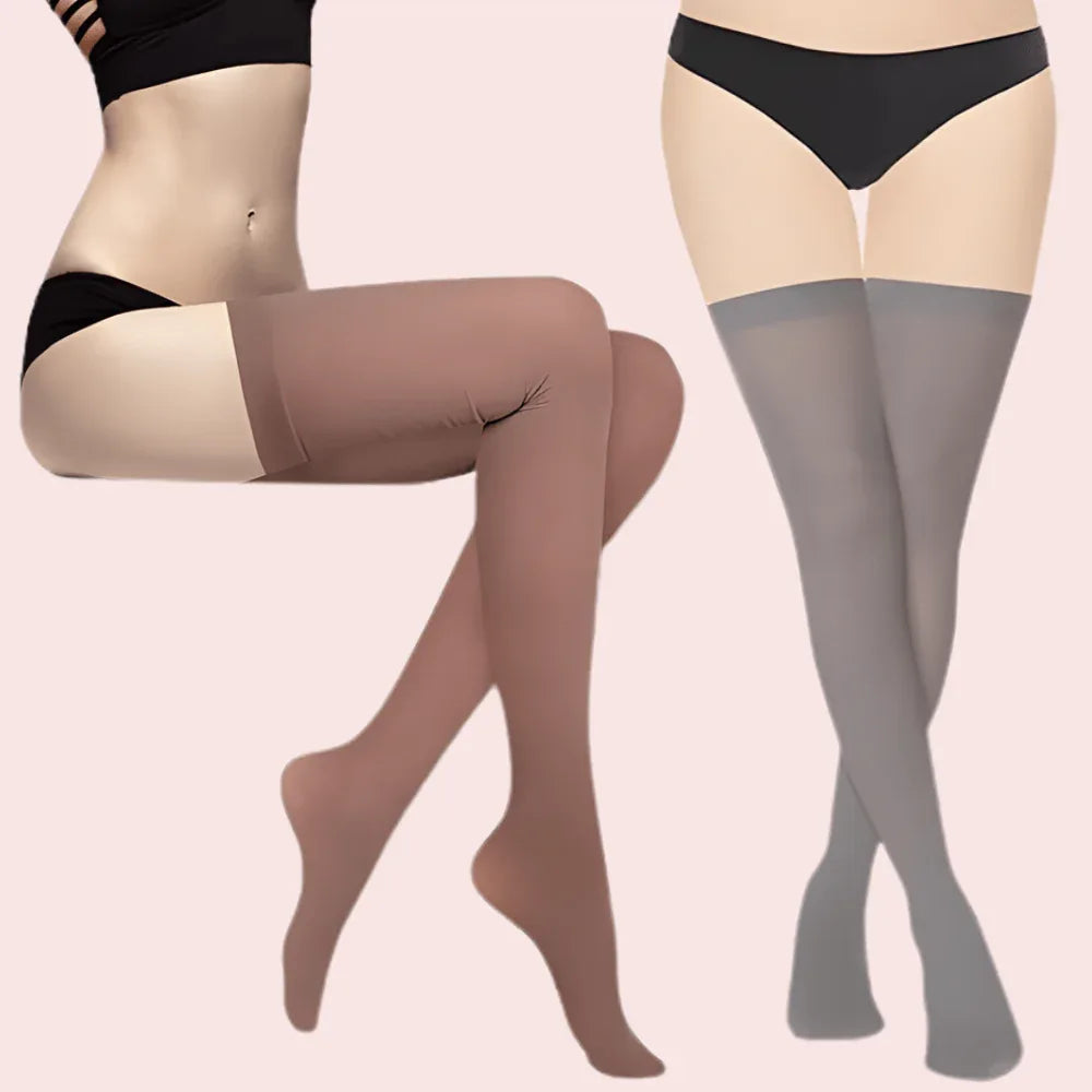 Soft Sheer Thigh-High Stockings – Pack of 2 (Brown & Grey Combo) Veloura Intimate