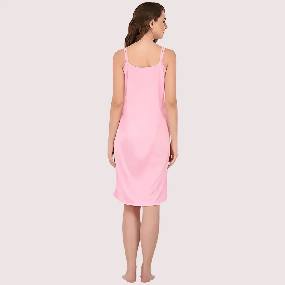 Stylish Knee-Length Pink Satin Nighty Veloura Intimate