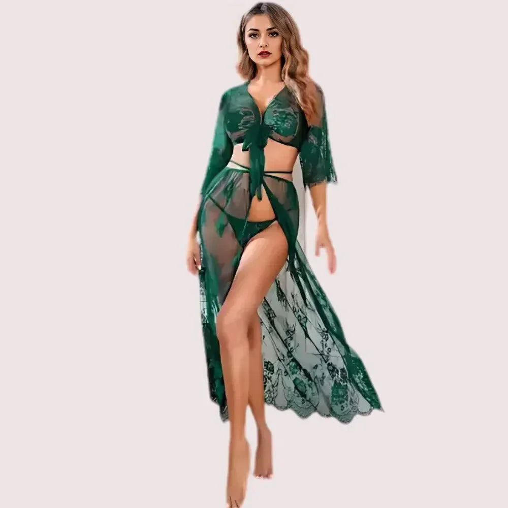 Stylish Sheer Net Top and Skirt Set Veloura Intimate
