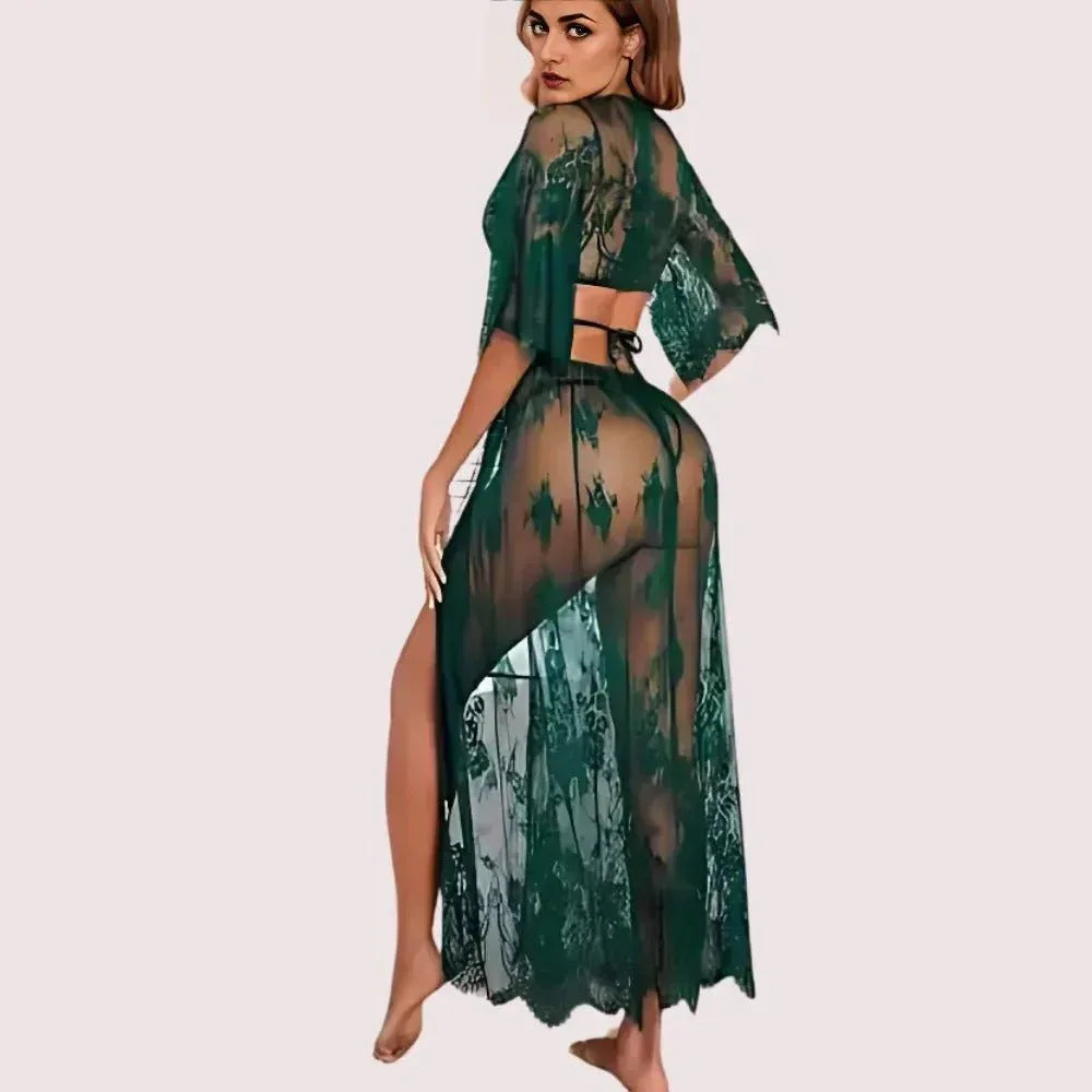 Stylish Sheer Net Top and Skirt Set Veloura Intimate