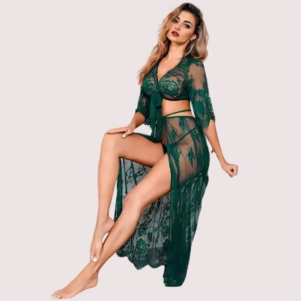 Stylish Sheer Net Top and Skirt Set Veloura Intimate