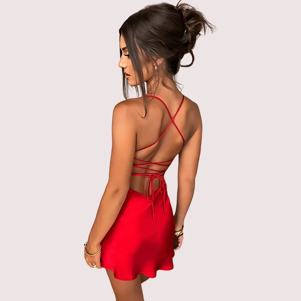 Summer Glow Satin Open-Back Dress Veloura Intimate