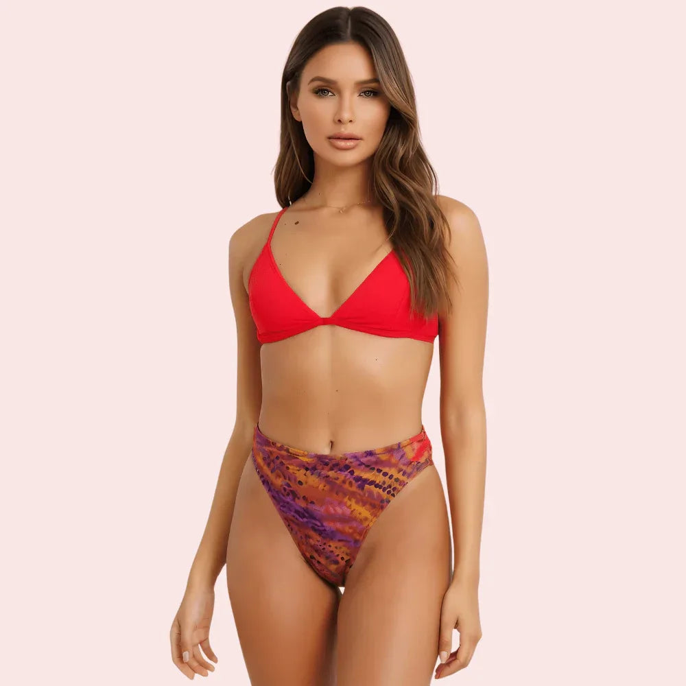 Sunset Mirage High-Waist Bikini Bottom (Bottom Only) Veloura Intimate