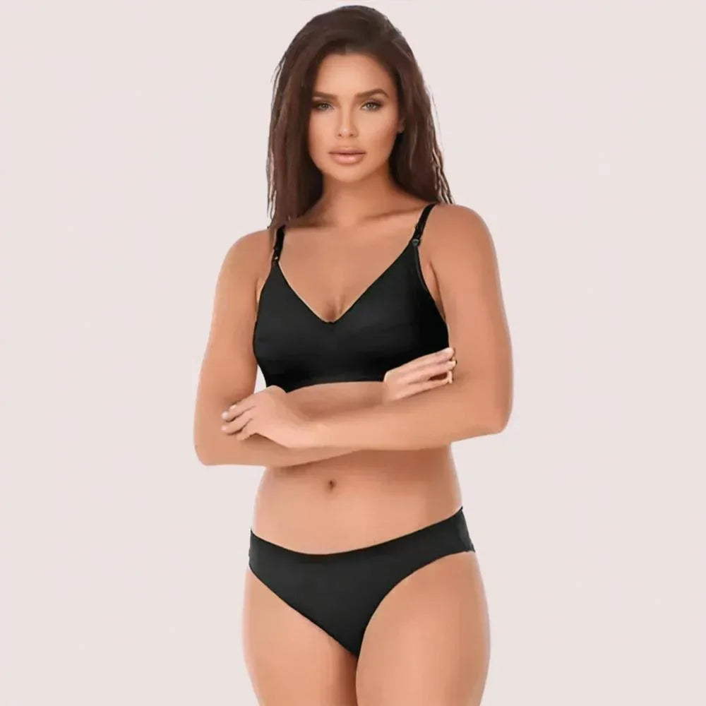 Timeless Black Cotton Bra Set Veloura Intimate