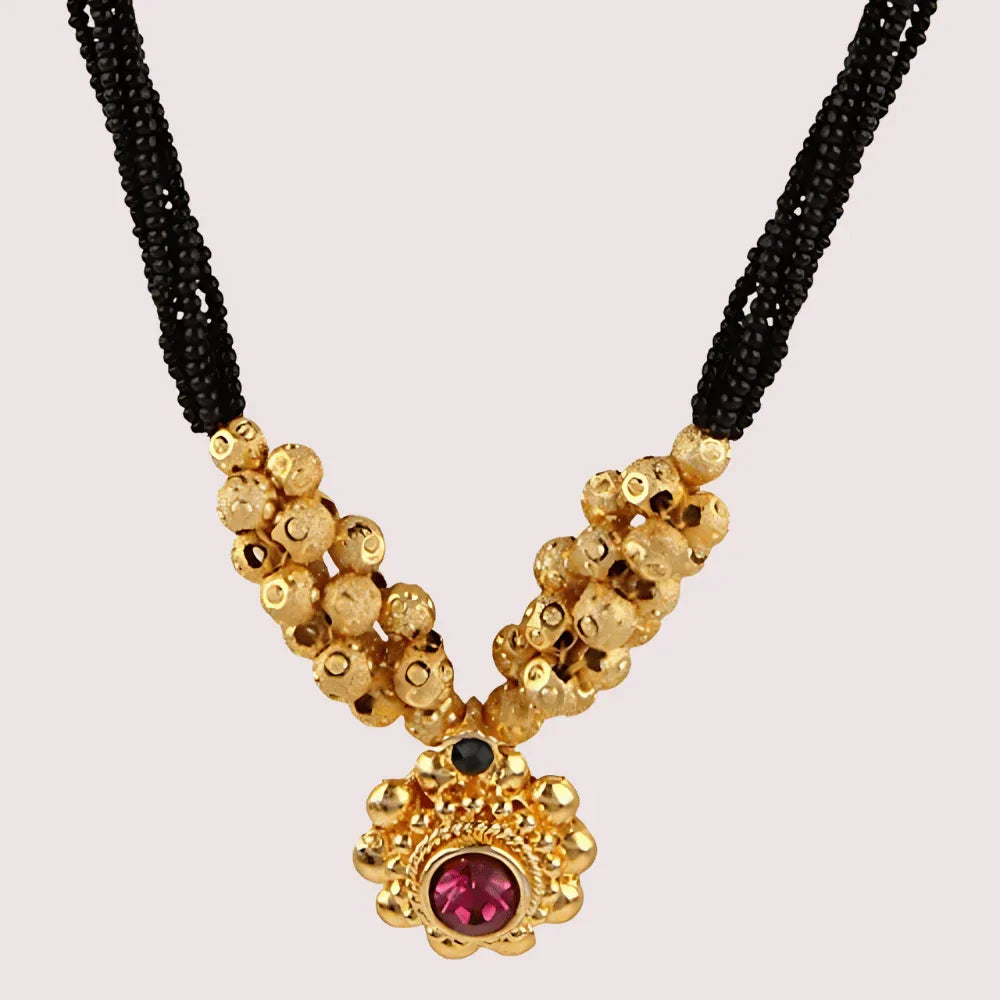 Traditional Gold Plated Thushi Mangalsutra Pendant Necklace Veloura Intimate