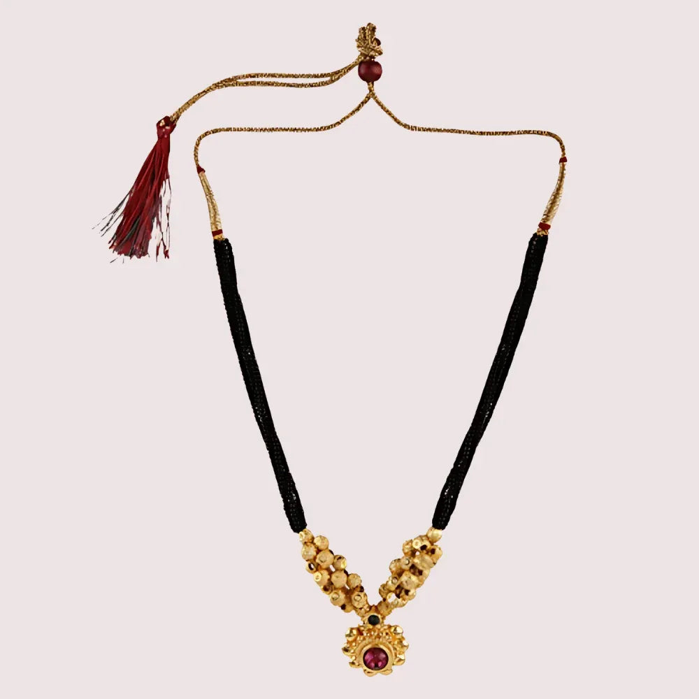 Traditional Gold Plated Thushi Mangalsutra Pendant Necklace Veloura Intimate
